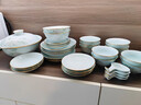藝汐景德鎮高檔輕奢釉下彩餐具整套骨瓷碗盤(pán)家用青瓷套裝碗碟喬遷送禮 微波爐適用丨皮箱裝丨10人食丨 60件套 曬單實(shí)拍圖
