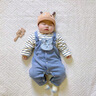 G.DUCKKIDS嬰兒春裝連體衣春秋男寶寶早春衣服嬰幼兒外套裝春季背帶褲外出服 藍色 80碼 曬單實(shí)拍圖