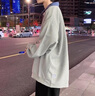 喵小沐高級感帥氣假兩件衛衣男士套裝春秋休閑三件套穿搭潮流一整套搭配 杏色衛衣+藍色褲子 XL  建議120-140斤 曬單實(shí)拍圖