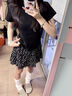浪莎黑色碎花短裙女夏季2025新款a字顯瘦半身裙小個子芭蕾風蛋糕裙 曬單實拍圖
