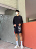 棉之雪秋季男士重磅打底衫長袖t恤男美式復(fù)古hiphop潮牌chic寬松ins百搭 黑色 XL 【130斤-155斤】 曬單實拍圖