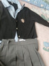 JIOESC大碼學(xué)院風(fēng)套裝女秋季高級感假兩件襯衫胖MM遮肚顯瘦半身裙兩件套 黑色假兩件 M (適合95-105) 曬單實(shí)拍圖