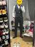 皮爾卡丹（pierre cardin）新郎西服套裝男士商務(wù)職業(yè)正裝結婚禮服痞帥休閑修身大碼西裝男 深灰四件套(西服+西褲+馬甲+襯衫) 4XL 曬單實(shí)拍圖