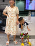 婧麒（JOYNCLEON）孕婦裝夏季孕婦連衣裙薄款大碼寬松波點(diǎn)碎花長裙 桔 L Jly157192 曬單實(shí)拍圖