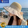 啄木鳥(niǎo)防曬帽子女2024款夏季海邊度假遮陽(yáng)草帽時(shí)尚可折疊大帽檐蕾絲黑膠 米色 均碼 曬單實(shí)拍圖