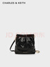 CHARLES&KEITH迷你菱格流浪包單肩斜挎雙肩包包女包生日七夕禮物CK2-60782390 Black黑色 S 曬單實(shí)拍圖