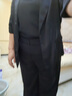 皮爾卡丹真·絲西裝套裝女夏季輕奢感垂感薄款短袖外套闊腿褲職業(yè)三件 黑色 三件套 3XL (140-155斤) 曬單實(shí)拍圖