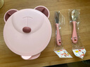 COOKSS兒童餐盤(pán)不銹鋼分格嬰兒餐具輔食碗寶寶吸盤(pán)注水保溫碗帶叉勺粉色 曬單實(shí)拍圖