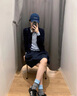 彌柯菲韓系撞色假兩件針織開(kāi)衫女早秋設計感毛衣外套秋冬時(shí)尚高級感上衣  藏青拼藍 優(yōu)質(zhì)版 M 曬單實(shí)拍圖