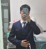 皮爾卡丹（pierre cardin）品牌西服套裝男士商務(wù)全套面試職業(yè)上班正裝西裝結婚新郎伴郎西服 二扣藏青【兩件套】 +七件禮品 XL （建議110-120斤穿） 曬單實(shí)拍圖
