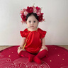 WVD國際品牌周歲禮服女寶寶秋冬季中式唐裝簪花服嬰兒百天一歲生日抓周服女童 單件長袖包屁衣 均碼 曬單實拍圖
