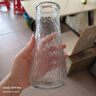 玻璃花瓶透明植物插花瓶水培容器大花瓶裝飾客廳擺件 【熱銷】透明水波紋（17*5.5*8） 1個(gè)裝 曬單實(shí)拍圖