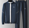 皮爾卡丹（pierre cardin）套裝男春秋季休閑開衫寬松時(shí)尚運(yùn)動(dòng)衛(wèi)衣長(zhǎng)褲兩件套 深藍(lán) 2XL 曬單實(shí)拍圖