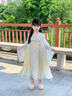 萌乎古月家瓏瓏月兒童漢服春秋款中國風(fēng)古風(fēng)仙氣齊胸襦裙小女孩表演服 黃藍色 110 曬單實(shí)拍圖
