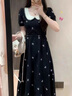 棉致法式小個(gè)子娃娃領(lǐng)碎花連衣裙子女2025夏季新款小眾高級(jí)感收腰長(zhǎng)裙 黑色 L 110-120斤 曬單實(shí)拍圖