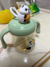 貝親兒童牛奶杯1-3歲寶寶喝水喝奶PPSU直飲奶瓶雙吸管水杯 綠色330mL 曬單實(shí)拍圖