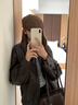 MISMEMO羊毛呢前進(jìn)帽女2024新款秋冬英倫復(fù)古百搭鴨舌帽男女反戴 棕樹咖 均碼 54-59cm（有彈性） 曬單實(shí)拍圖