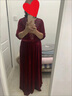 新款金絲絨合唱服主持人大合唱團演出服成人時尚女長裙服裝晚禮服 酒紅色 【中老年演出服女】 2XL 曬單實拍圖