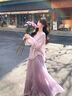 蘇雨薇溫柔紫色v領(lǐng)露鎖骨針織衫毛衣女春秋超軟糯絕美慵懶溫柔寬松上衣 香芋紫針織衫 M （95-105斤）關(guān)注店鋪送運費險 曬單實(shí)拍圖