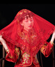捷懿紅蓋頭新娘中式刺繡結婚用品雙層帶流蘇秀禾服頭紗婚禮道具囍字 1個(gè)【大圓喜亮片蓋頭】100*100cm 曬單實(shí)拍圖