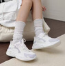 特步（XTEP）女鞋運動鞋子女2025秋季新款皮面防潑水厚底緩震跑步鞋軟底旅游鞋 帆白/淡霧紫 38 曬單實拍圖