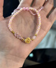 中國黃金（CHINA GOLD）玫瑰花黃金手鏈女士999足金轉運珠手繩生日禮物送女友 足金玫瑰花粉色系手串-輕版【紀念品】 曬單實(shí)拍圖
