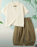 真維斯男童夏裝套裝2025年兒童演出服短袖短褲兩件套漢服中國風(fēng)運動(dòng)衣服 曬單實(shí)拍圖