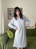 NEIYIN睡裙女士帶胸墊睡衣長(cháng)袖可外穿2025年新款家居服秋冬季 水藍色 曬單實(shí)拍圖