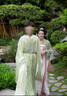原創(chuàng  )【青云】唐制漢服繡花圓領(lǐng)袍綠色男女款春夏古風(fēng)仙氣飄逸套裝 四件套（斗篷 圓領(lǐng)袍 里衣宮絳） M 曬單實(shí)拍圖