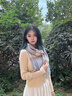 MITHAOL KUSC澳洲羊毛圍巾女2024秋冬新款保暖披肩圍脖生日禮物送女友 香水藍格【禮盒裝】 均碼 曬單實拍圖