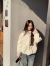 法舒琳撞色休閑工裝立領外套女春秋2025新款港風寬松夾克上衣慵懶風韓系 米白色 雙層有里布 L 建議105-120斤 曬單實拍圖