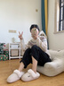 樸西2025新款棉拖鞋女冬季毛絨保暖居家室內情侶男家用厚底防滑防臭 米白色 38-39 曬單實(shí)拍圖