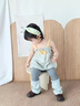 G.DUCKKIDS小黃鴨童裝女童打底褲春秋薄款兒童連褲襪女孩韓系鏤空拼接堆堆襪 灰拼淡綠 90 建議80-90cm1歲半-2歲 曬單實拍圖