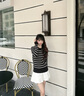 TOMMY HILFIGER【絞花肌理】25新款秋冬女條紋毛衣純色圓領(lǐng)針織開(kāi)衫 【條紋絞花】黑白條紋BDS XS （推薦：100斤以下） 曬單實(shí)拍圖