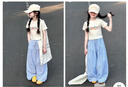 女童夏裝套裝2025新款兒童洋氣夏季大童女孩短袖t恤闊腿褲兩件套 套裝【短袖+褲子】 150 曬單實(shí)拍圖