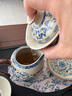 不拙汝窯三才蓋碗青花瓷茶碗防燙茶具分茶器帶茶漏過(guò)濾網(wǎng)蓋碗三件套 曬單實(shí)拍圖