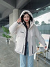 鴨鴨（YAYA）佟麗婭同款派克羽絨服女冬季顯瘦連帽短款百搭派克服沖鋒外套 曬單實(shí)拍圖