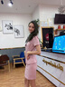 紫魅俏西裝職業(yè)裝女套裝夏季七分袖時(shí)尚空姐制服美容師院正裝前臺(tái)工作服 粉色(上衣+短裙) XL 曬單實(shí)拍圖