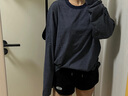 無印良品（MUJI）男式 天竺編織 圓領(lǐng)長袖T恤男士打底衫 藏青色條紋 L  曬單實(shí)拍圖