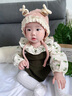 貝娜茜嬰兒帽子秋冬季寶寶毛線(xiàn)帽針織帽嬰幼兒漁夫帽公主風(fēng)護耳保暖加厚小兔子-粉色6-18個(gè)月（44-48CM） 曬單實(shí)拍圖