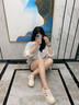 蜘蛛王女鞋軟底真皮休閑鞋女士2026秋季新款軟皮小白鞋一腳蹬板鞋子女款 米銀【軟皮軟底】 37 (235mm) 【假一罰十】 曬單實(shí)拍圖