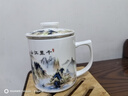 陶瓷茶杯帶蓋茶水分離家用水杯泡茶杯帶過(guò)濾辦公室個(gè)人專(zhuān)用茶杯 千里江山【3件套】400ml茶水分離 曬單實(shí)拍圖