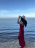 妙奕嘉紅色連衣裙純欲掛脖裙子女夏季2025新款禮服長(cháng)裙訂婚海邊沙灘裙 氣質(zhì)掛脖花朵連衣裙 L 【建議100-110斤】 曬單實(shí)拍圖