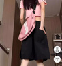 棉致美式高腰排扣工裝冰絲短褲女夏季薄款2025新款小個(gè)子寬松五分褲 黑色【D103高品質(zhì)18】 2XL 140-160斤 曬單實(shí)拍圖