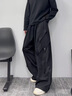 UUCSCC潮牌嘻哈寬松多口袋設(shè)計感工裝休閑褲高街闊腿直筒拖地長褲 黑色 M  110-130斤 曬單實(shí)拍圖