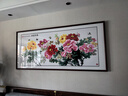 俏繪新中式客廳裝飾畫(huà)牡丹花開(kāi)富貴沙發(fā)背景墻畫(huà)臥室床頭掛畫(huà)書(shū)房國畫(huà) 花開(kāi)富貴A款 175*80cm晶瓷+實(shí)木邊框 曬單實(shí)拍圖