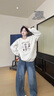LDBE蕾絲刺繡圓領(lǐng)衛(wèi)衣女秋季薄款寬松設(shè)計感小眾慵懶風(fēng)灰色無帽上衣潮 灰色 L 【110-130斤】 曬單實拍圖