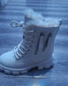 百麗踏雪地靴女鞋2025新款靴子加絨鞋子加厚棉鞋冬季冬款秋冬厚底馬丁靴 米白色-加絨 37 曬單實(shí)拍圖