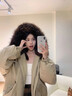 棉服女輕奢風(fēng)復古牛角扣派克服冬季2025年新款加厚韓系棉襖外套 灰卡其色 M 曬單實(shí)拍圖