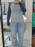 森馬（Semir）[商場同款]長袖T恤女短款修身收腰2025吸濕速干秋裝101525101002 曬單實拍圖